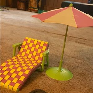 American Girl Doll chair and umbrella